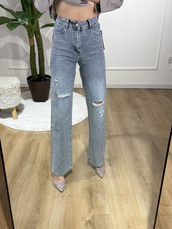 Jeans strappato brillantinato - immagine 3